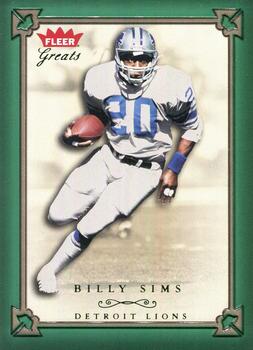 2004 Fleer Greats of the Game - Green/Red #42 Billy Sims Front