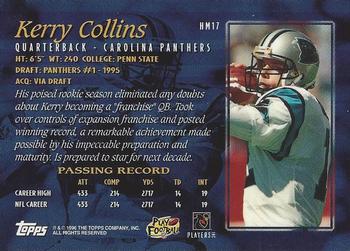 1996 Topps - Hobby Masters #HM17 Kerry Collins Back