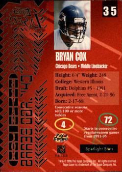 1996 Topps Laser #35 Bryan Cox Back