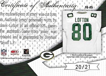 2004 Leaf Certified Materials - Fabric of the Game 21st Century #FG-45 James Lofton Back