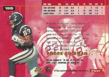1996 Ultra #135 Andre Coleman Back