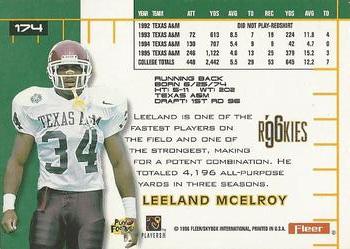 1996 Ultra #174 Leeland McElroy Back