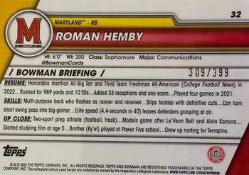 2023 Bowman University Chrome - Purple Mini-Diamond Refractor #32 Roman Hemby Back