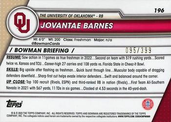 2023 Bowman University Chrome - Purple Mini-Diamond Refractor #196 Jovantae Barnes Back