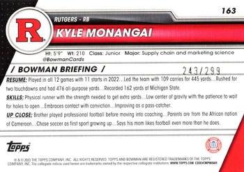 2023 Bowman University Chrome - Aqua Refractor #163 Kyle Monangai Back