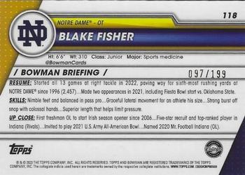 2023 Bowman University Chrome - Blue Refractor #118 Blake Fisher Back
