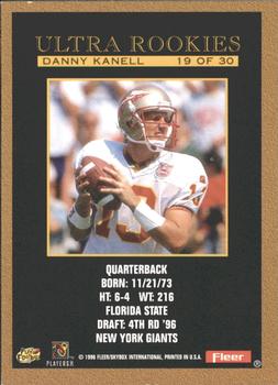 1996 Ultra - Ultra Rookies #19 Danny Kanell Back