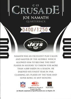 2004 Leaf Rookies & Stars - Crusade Red #C-15 Joe Namath Back