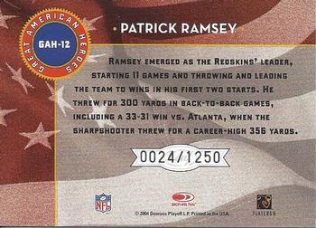 2004 Leaf Rookies & Stars - Great American Heroes Red #GAH-12 Patrick Ramsey Back