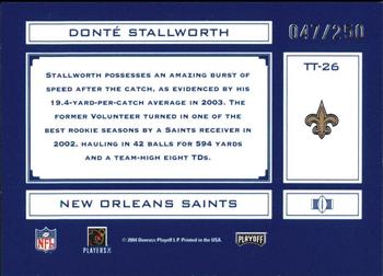 2004 Playoff Absolute Memorabilia - Tools of the Trade #TT-26 Donte Stallworth Back