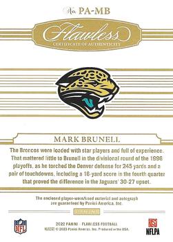 2022 Panini Flawless - Patch Autographs Emerald #PA-MB Mark Brunell Back