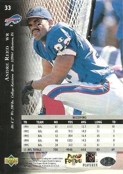 1996 Upper Deck Silver Collection #33 Andre Reed Back