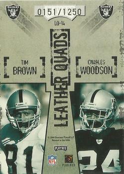 2004 Playoff Hogg Heaven - Leather Quads #LQ-14 Rich Gannon / Jerry Rice / Tim Brown / Charles Woodson Back