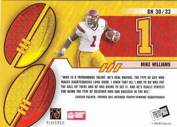 2004 Press Pass - Big Numbers Collectors Series #BN30 Mike Williams Back