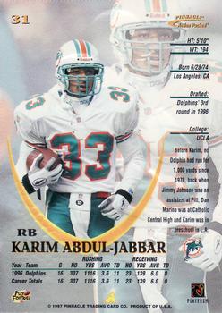1997 Action Packed #31 Karim Abdul-Jabbar Back