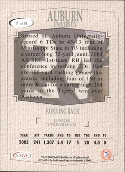 2004 SAGE HIT - Inside the Numbers Silver #7 Auburn Running Back Back