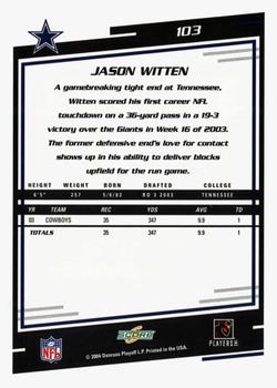 2004 Score - Glossy #103 Jason Witten Back