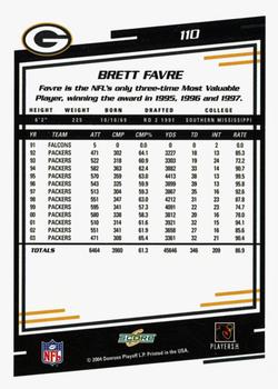 2004 Score - Glossy #110 Brett Favre Back