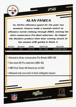 2004 Score - Glossy #256 Alan Faneca Back