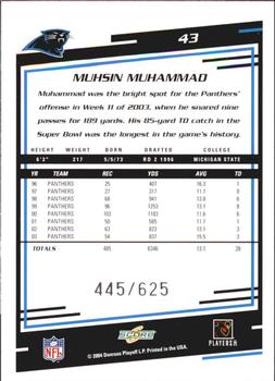 2004 Score - Scorecard #43 Muhsin Muhammad Back