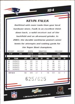 2004 Score - Scorecard #184 Kevin Faulk Back