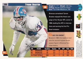 1997 Collector's Choice #119 Tyrone Braxton Back