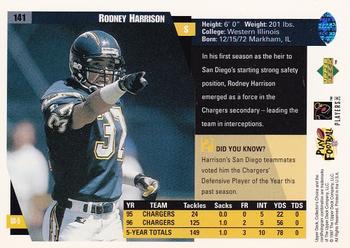 1997 Collector's Choice #141 Rodney Harrison Back