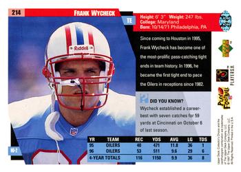1997 Collector's Choice #214 Frank Wycheck Back