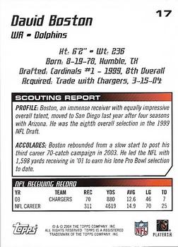 2004 Topps Draft Picks & Prospects - Gold Chrome #17 David Boston Back