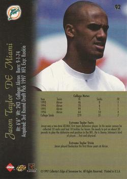1997 Collector's Edge Extreme #92 Jason Taylor Back