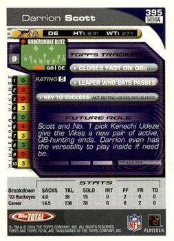 2004 Topps Total - First Edition #395 Darrion Scott Back