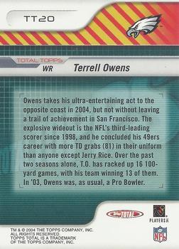 2004 Topps Total - Total Topps #TT20 Terrell Owens Back