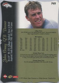 1997 Collector's Edge Extreme - Foil #P49 John Elway Back