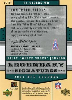 2004 Upper Deck Legends - Legendary Signatures #LS-BY Billy Johnson Back