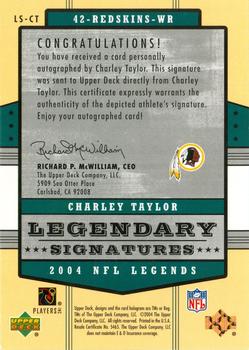 2004 Upper Deck Legends - Legendary Signatures #LS-CT Charley Taylor Back