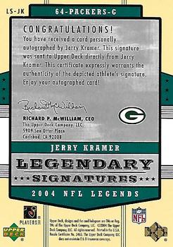 2004 Upper Deck Legends - Legendary Signatures #LS-JK Jerry Kramer Back