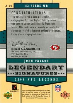 2004 Upper Deck Legends - Legendary Signatures #LS-JO John Taylor Back