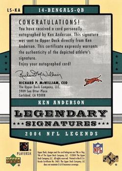 2004 Upper Deck Legends - Legendary Signatures #LS-KA Ken Anderson Back