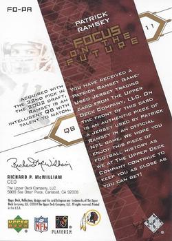 2004 Upper Deck Reflections - Focus on the Future Jerseys Gold #FO-PA Patrick Ramsey Back