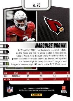 2023 Panini Absolute #70 Marquise Brown Back