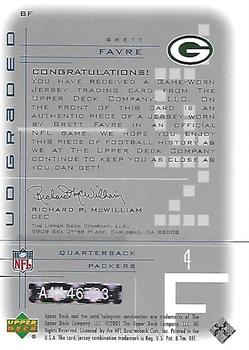 2004 Upper Deck Ultimate Collection - Autographed Buybacks #BF Brett Favre Back