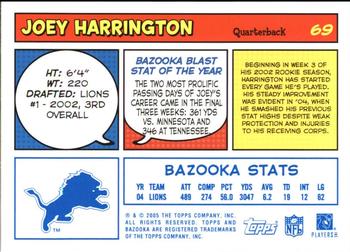 2005 Bazooka - Blue #69 Joey Harrington Back