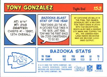 2005 Bazooka - Blue #153 Tony Gonzalez Back