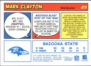2005 Bazooka - Blue #211 Mark Clayton Back