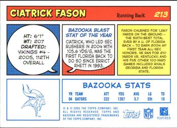 2005 Bazooka - Blue #213 Ciatrick Fason Back