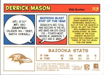 2005 Bazooka - Gold #113 Derrick Mason Back