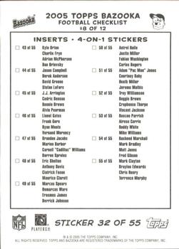 2005 Bazooka - Stickers/Checklists #32 Reggie Wayne / Chad Johnson / Jerry Porter / Keary Colbert Back