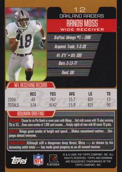 2005 Bowman - Bronze #12 Randy Moss  Back