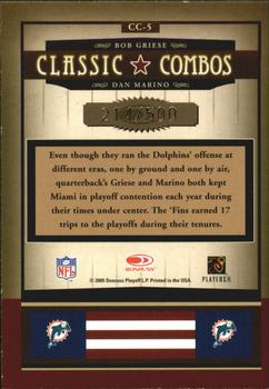2005 Donruss Classics - Classic Combos Bronze #CC-5 Bob Griese / Dan Marino Back