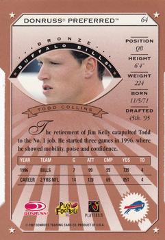 1997 Donruss Preferred - Cut To The Chase #64 Todd Collins Back